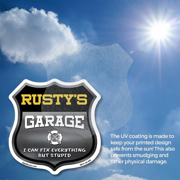 Signmission Rusty's Garage I Can Fix Everything But Stupid, 12 inch X 12 inch, Vinyl Decal, 2PK - SHI-D-2PACK-12-490-RUSTY
