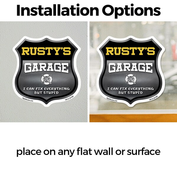 Signmission Rusty's Garage I Can Fix Everything But Stupid, 12 inch X 12 inch, Vinyl Decal, 2PK - SHI-D-2PACK-12-490-RUSTY