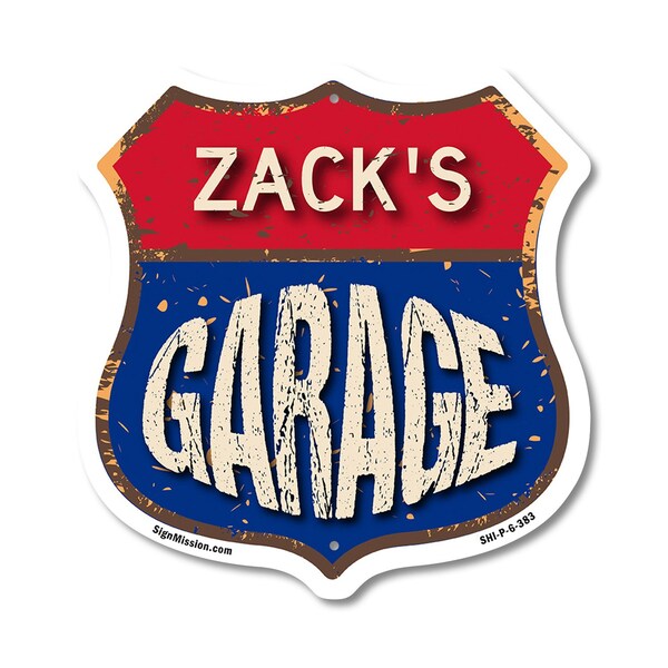 Signmission Zack's Garage, 6 Inch X 6 Inch, Plastic Sign - SHI-P-6-383-ZACK
