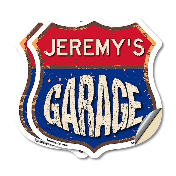 Signmission Jeremy's Garage, 18 inch X 18 inch, Vinyl Decal, 2PK - SHI-D-2PACK-18-383-JEREMY
