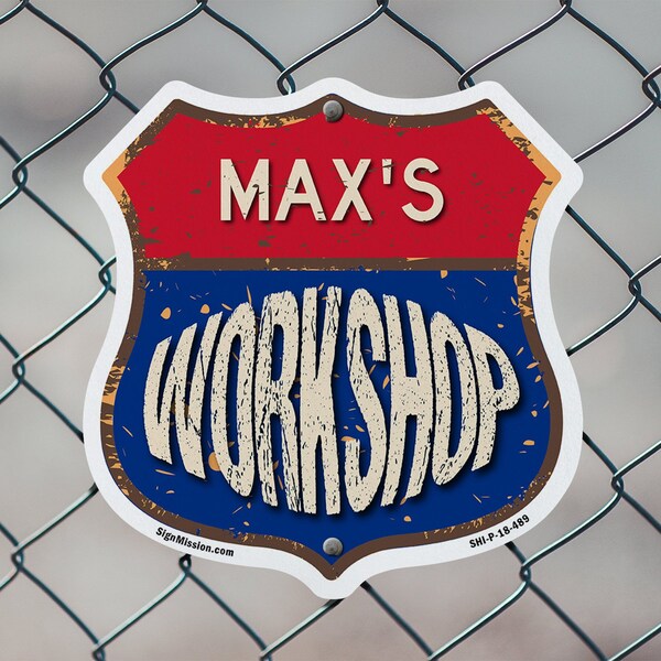 Signmission Max's Workshop, 18 Inch X 18 Inch, Plastic Sign - SHI-P-18-489-MAX