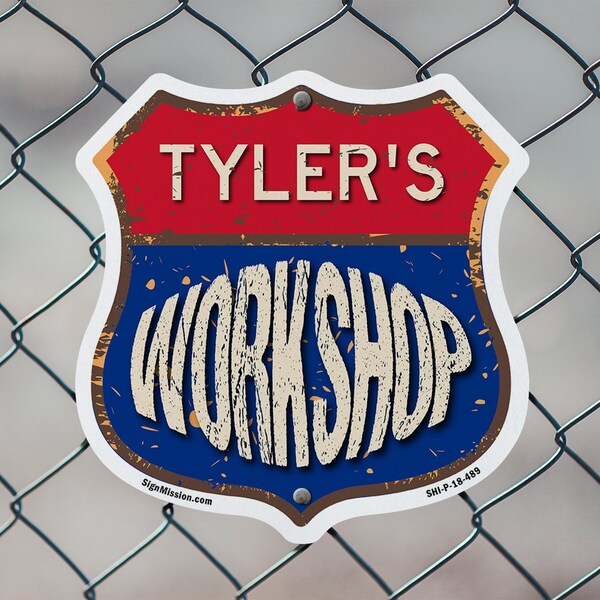 Signmission Tyler's Workshop, 18 inch X 18 inch, Plastic Sign, 2PK - SHI-P-2PACK-18-489-TYLER