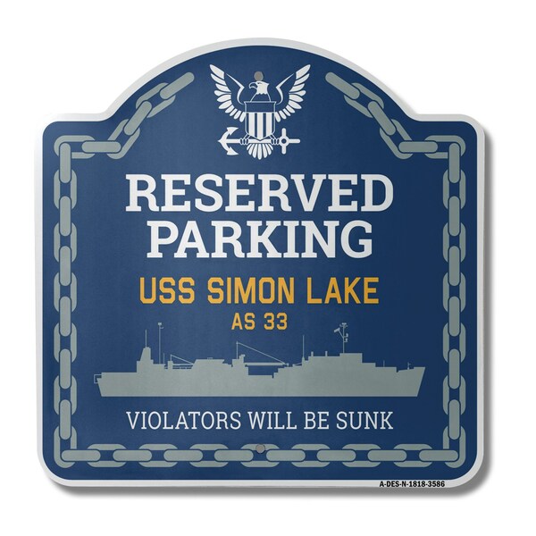 Signmission USS SIMON LAKE AS 33, 18 Inch x 18 Inch, Heavy Gauge Aluminum - A-DES-N-1818-3586
