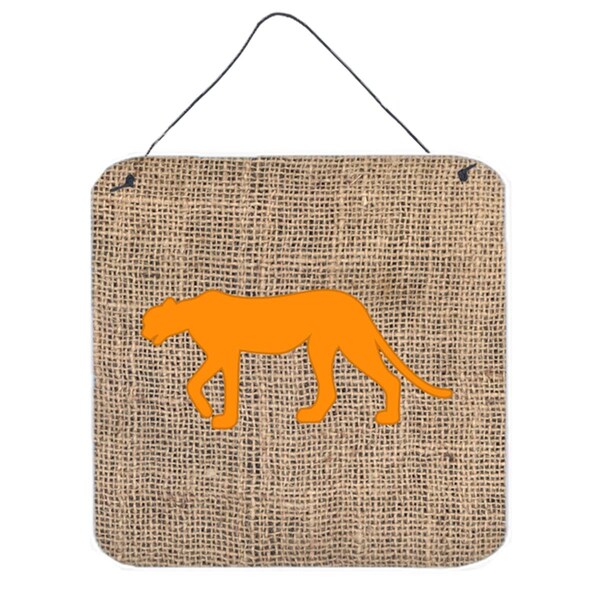 Micasa Leopard Burlap And Orange Aluminium Metal Wall Or Door Hanging Prints 6 x 6 In. - MI236486