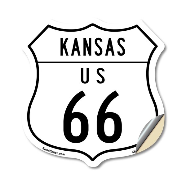 Signmission Kansas Route Marker Shield Sign Us 66, 18 Inch X 18 Inch, Vinyl Decal - SHI-D-18-384