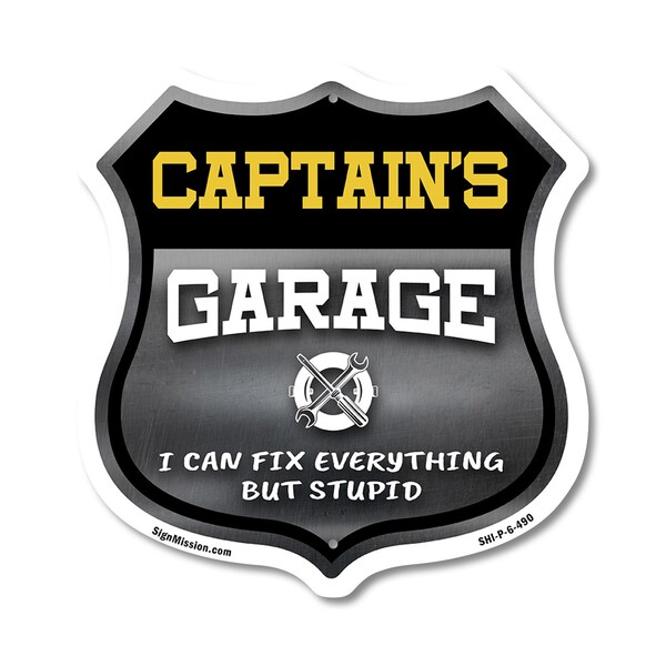 Signmission Captain's Garage I Can Fix Everything But Stupid, 6 Inch X 6 Inch, Plastic Sign - SHI-P-6-490-CAPTAIN