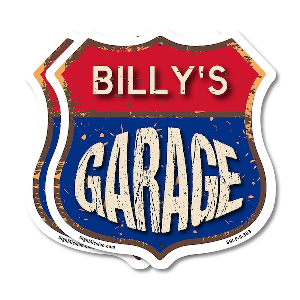 Signmission Billy's Garage, 6 inch X 6 inch, Plastic Sign, 2PK - SHI-P-2PACK-6-383-BILLY