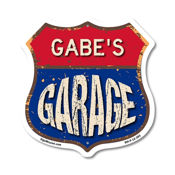 Signmission Gabe's Garage, 12 Inch X 12 Inch, Plastic Sign - SHI-P-12-383-GABE
