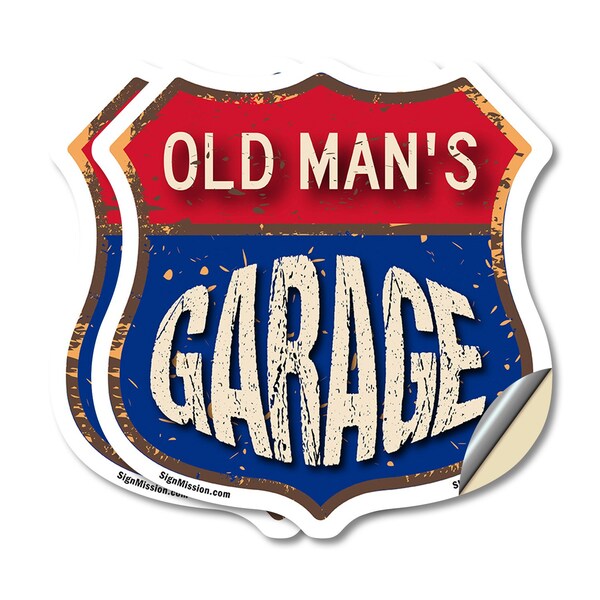 Signmission Old Man's Garage, 4 inch X 4 inch, Vinyl Decal, 2PK - SHI-D-2PACK-4-383-OLD MAN