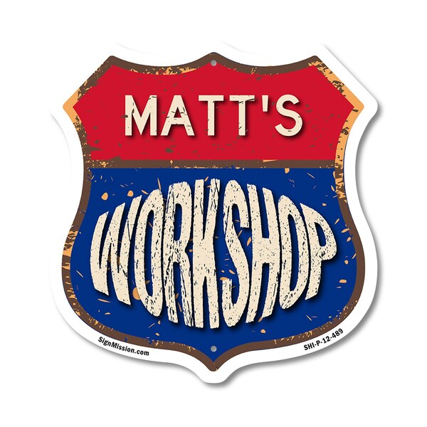 Signmission Matt's Workshop, 12 Inch X 12 Inch, Plastic Sign - SHI-P-12-489-MATT