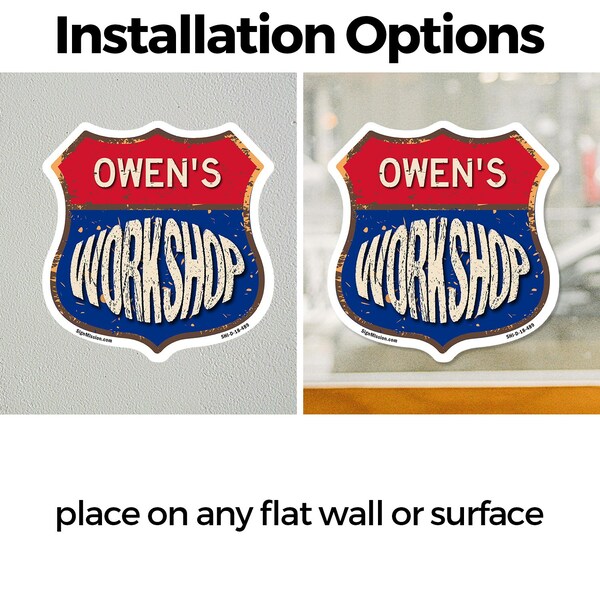 Signmission Owen's Workshop, 4 inch X 4 inch, Vinyl Decal, 2PK - SHI-D-2PACK-4-489-OWEN