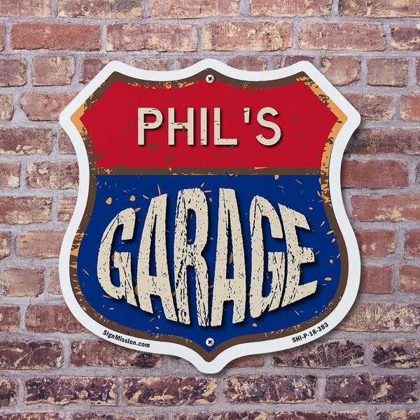 Signmission Phil's Garage, 6 Inch X 6 Inch, Plastic Sign - SHI-P-6-383-PHIL
