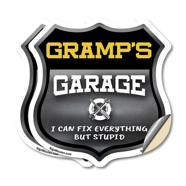 Signmission Gramp's Garage I Can Fix Everything But Stupid, 4 inch X 4 inch, Vinyl Decal, 2PK - SHI-D-2PACK-4-490-GRAMP