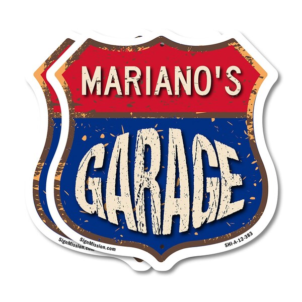 Signmission Mariano's Garage, 12 inch X 12 inch, Plastic Sign, 2PK - SHI-P-2PACK-12-383-MARIANO