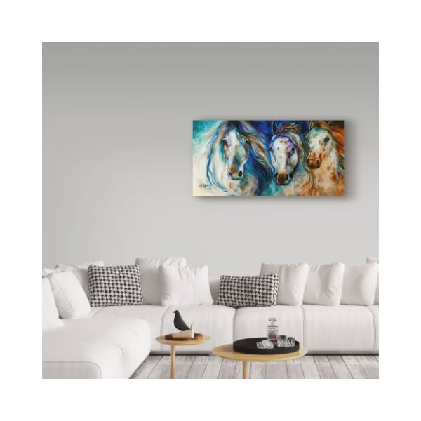 Trademark Fine Art Marcia Baldwin '3 Wild Appaloosa Horses' Canvas Art, 10x19 - ALI34597-C1019GG
