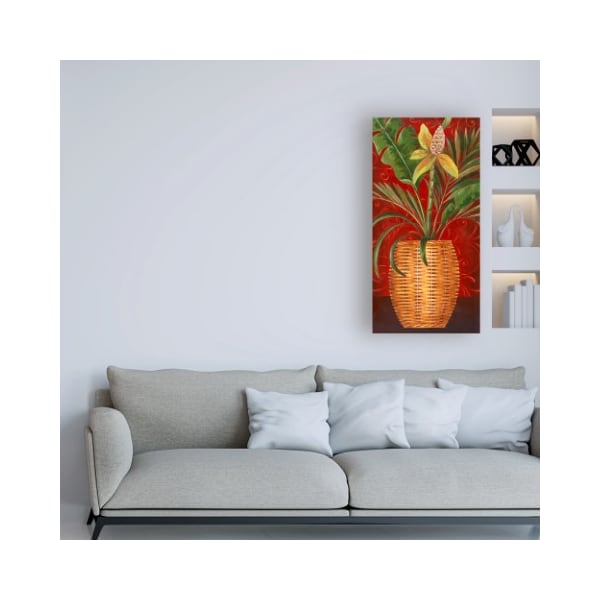 Trademark Fine Art Pablo Esteban 'Tropical Flower In Wicker' Canvas Art, 12x24 - ALI46270-C1224GG