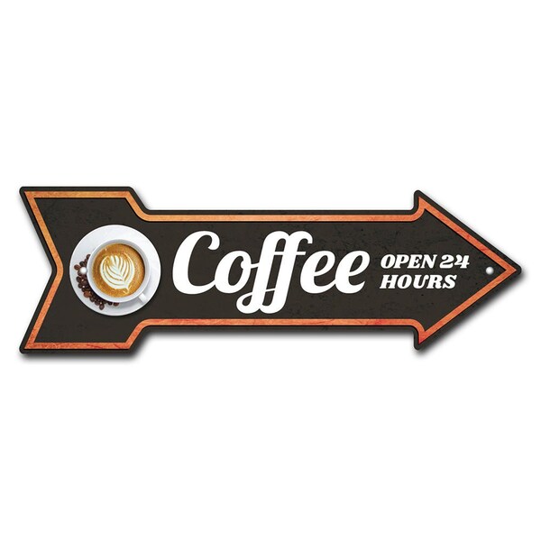 Signmission Coffee Arrow Sign Funny Home Decor 18in Wide - P-ARROW-999908