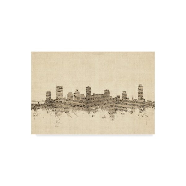 Trademark Fine Art Michael Tompsett 'Nashville Tennessee Music Skyline' Canvas Art, 16x24 - MT02123-C1624GG