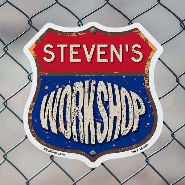 Signmission Steven's Workshop, 6 Inch X 6 Inch, Plastic Sign - SHI-P-6-489-STEVEN
