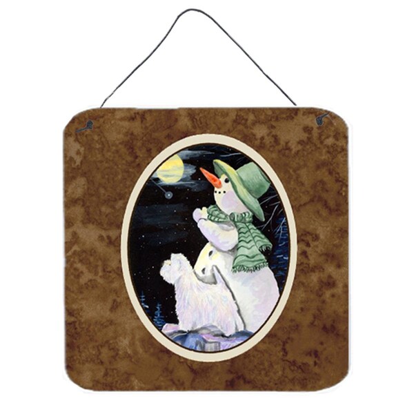 Jensendistributionservices 6 x 6 in. Snowman with Westie Aluminium Metal Wall or Door Hanging Prints - MI1655281