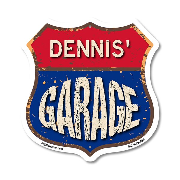 Signmission Dennis's Garage, 12 Inch X 12 Inch, Plastic Sign - SHI-P-12-383-DENNIS