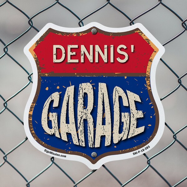Signmission Dennis's Garage, 12 Inch X 12 Inch, Plastic Sign - SHI-P-12-383-DENNIS