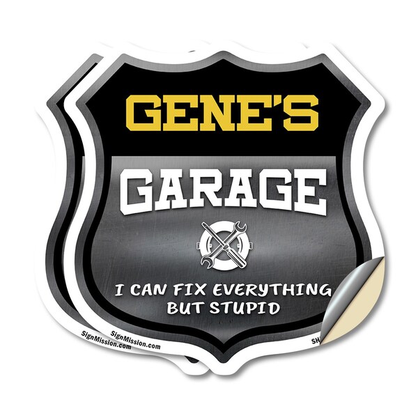 Signmission Gene's Garage I Can Fix Everything But Stupid, 18 inch X 18 inch, Vinyl Decal, 2PK - SHI-D-2PACK-18-490-GENE