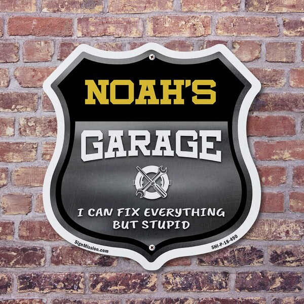 Signmission Noah's Garage I Can Fix Everything But Stupid, 12 inch X 12 inch, Aluminum Metal Sign, 5PK - SHI-A-5PACK-12-490-NOAH