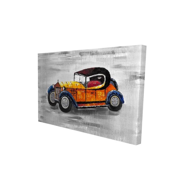 Fondo 20 x 30 in. Yellow Vintage Car Toy-Print on Canvas - FO2793655