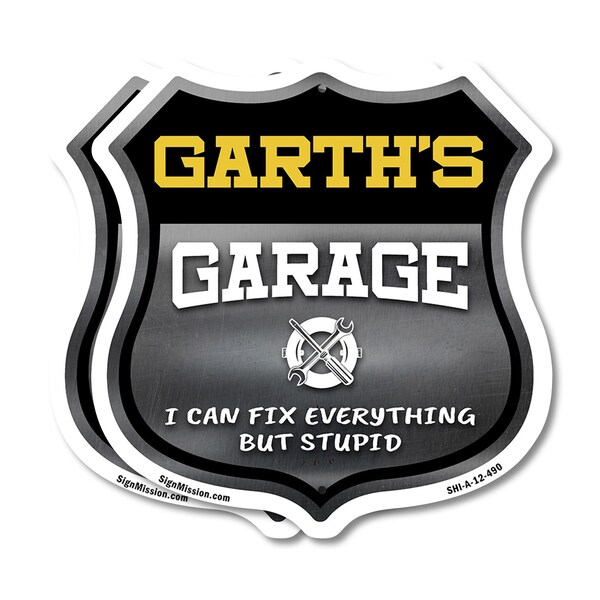 Signmission Garth's Garage I Can Fix Everything But Stupid, 12 inch X 12 inch, Plastic Sign, 2PK - SHI-P-2PACK-12-490-GARTH