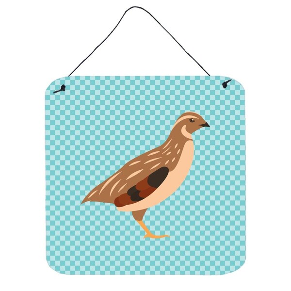 Micasa Golden Phoenix Quail Blue Check Wall or Door Hanging Prints6 x 6 in. - MI229816