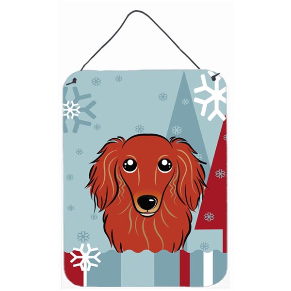 Carolines Treasures Winter Holiday Longhair Red Dachshund Wall and Door Hanging Prints - BB1710DS1216