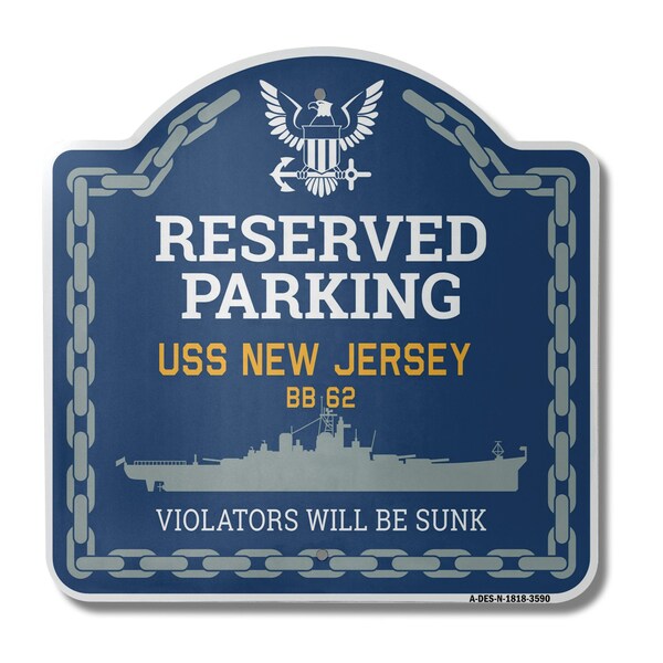 Signmission USS NEW JERSEY BB 62, 18 Inch x 18 Inch, Heavy Gauge Aluminum - A-DES-N-1818-3590