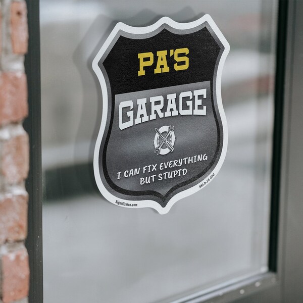 Signmission Pa's Garage I Can Fix Everything But Stupid, 6 inch X 6 inch, Vinyl Decal, 2PK - SHI-D-2PACK-6-490-PA