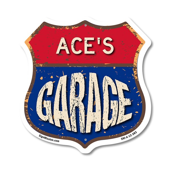 Signmission Ace's Garage, 12 Inch X 12 Inch, Aluminum Metal Sign - SHI-A-12-383-ACE