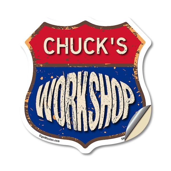 Signmission Chuck's Workshop, 12 Inch X 12 Inch, Vinyl Decal - SHI-D-12-489-CHUCK