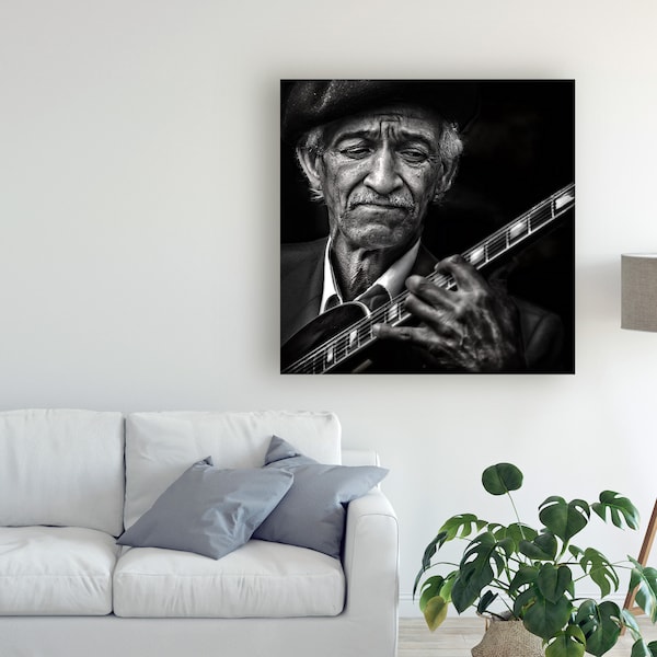 Trademark Fine Art Piet Flour 'The Guitarist' Canvas Art, 24x24 - 1X08310-C2424GG