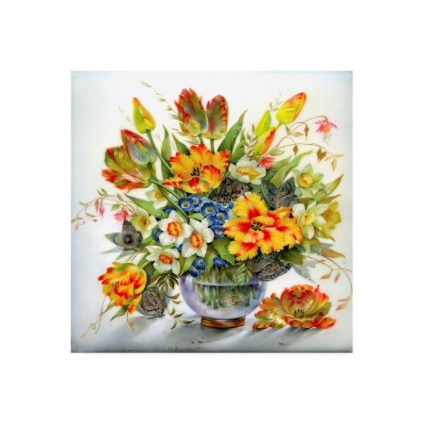 Trademark Fine Art Tania Fedorova 'Red And Yellow Floral Vase' Canvas Art, 24x24 - ALI45990-C2424GG