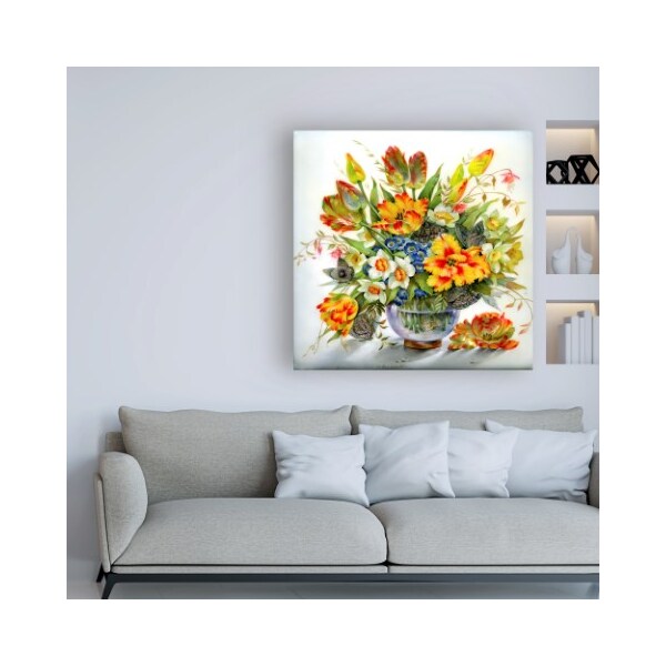 Trademark Fine Art Tania Fedorova 'Red And Yellow Floral Vase' Canvas Art, 24x24 - ALI45990-C2424GG