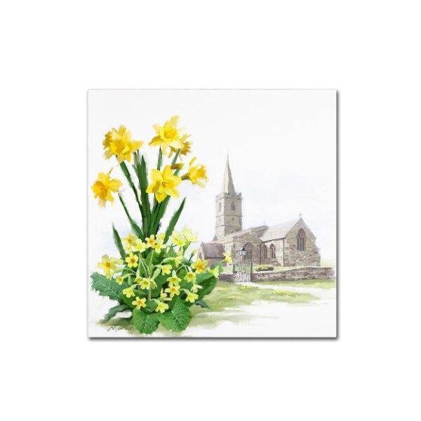 Trademark Fine Art The Macneil Studio 'Daffodils And Church' Canvas Art, 24x24 - ALI8627-C2424GG