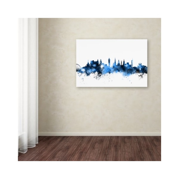 Trademark Fine Art Michael Tompsett 'Glasgow Scotland Skyline White' Canvas Art, 12x19 - MT1157-C1219GG