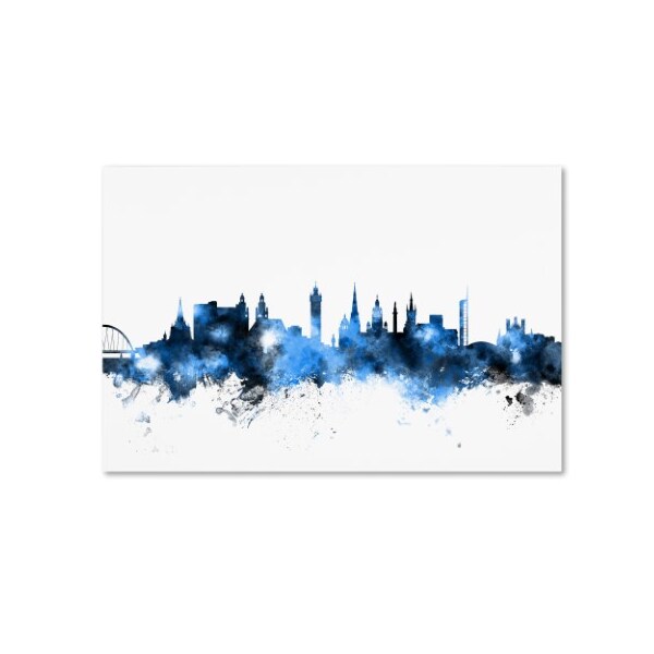 Trademark Fine Art Michael Tompsett 'Glasgow Scotland Skyline White' Canvas Art, 12x19 - MT1157-C1219GG
