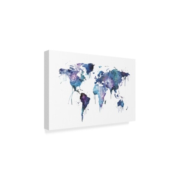 Trademark Fine Art Michael Tompsett 'Watercolor Map Of The World Map' Canvas Art, 12x19 - MT01737-C1219GG