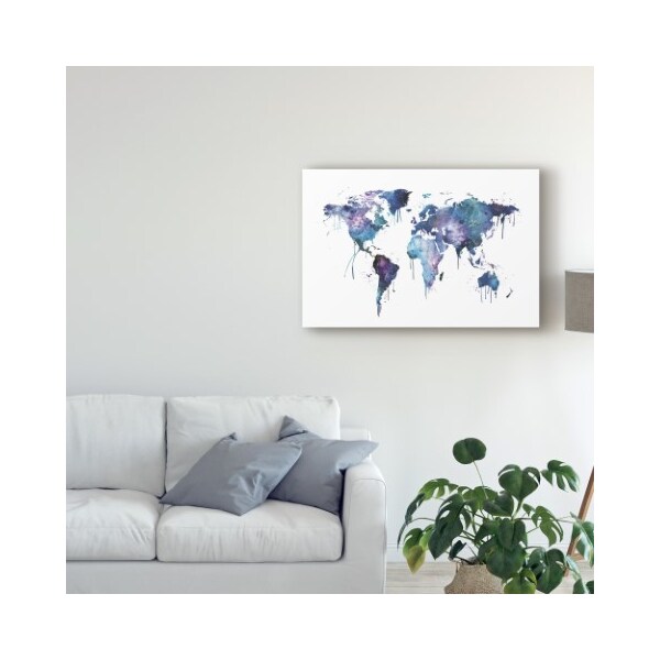 Trademark Fine Art Michael Tompsett 'Watercolor Map Of The World Map' Canvas Art, 12x19 - MT01737-C1219GG