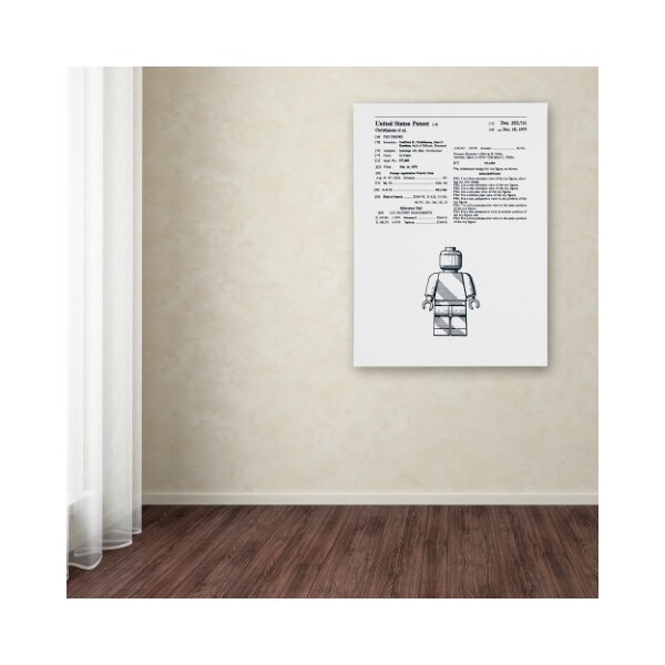 Trademark Fine Art Claire Doherty 'Lego Man Patent 1979 White' Canvas Art, 14x19 - CDO0188-C1419GG