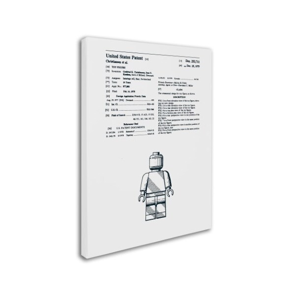 Trademark Fine Art Claire Doherty 'Lego Man Patent 1979 White' Canvas Art, 14x19 - CDO0188-C1419GG