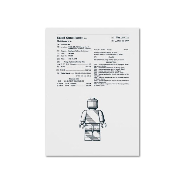 Trademark Fine Art Claire Doherty 'Lego Man Patent 1979 White' Canvas Art, 14x19 - CDO0188-C1419GG