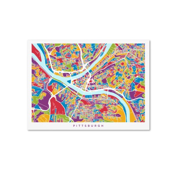 Trademark Fine Art Michael Tompsett 'Pittsburgh Pennsylvania Street Map' Canvas Art, 14x19 - MT0862-C1419GG