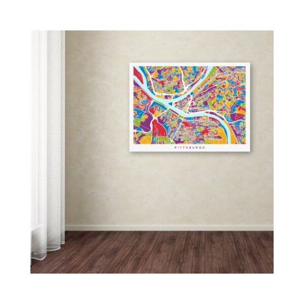 Trademark Fine Art Michael Tompsett 'Pittsburgh Pennsylvania Street Map' Canvas Art, 14x19 - MT0862-C1419GG