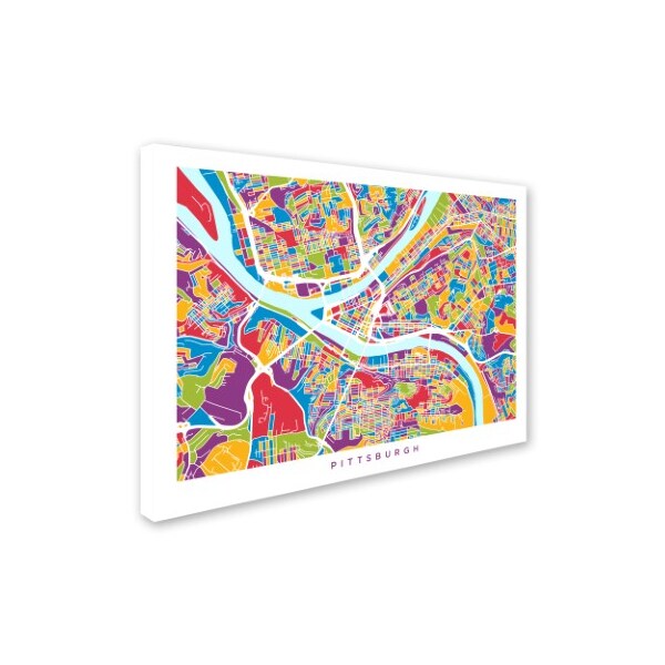 Trademark Fine Art Michael Tompsett 'Pittsburgh Pennsylvania Street Map' Canvas Art, 14x19 - MT0862-C1419GG